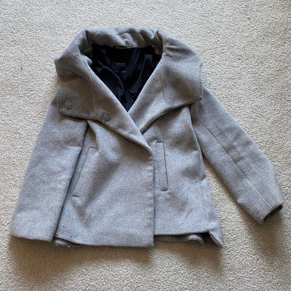Zara grey short hooded coat